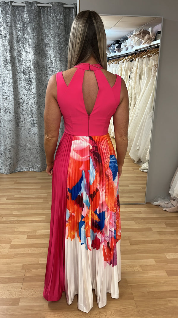 Coast Pink Pleated Full Length Dress Size 10