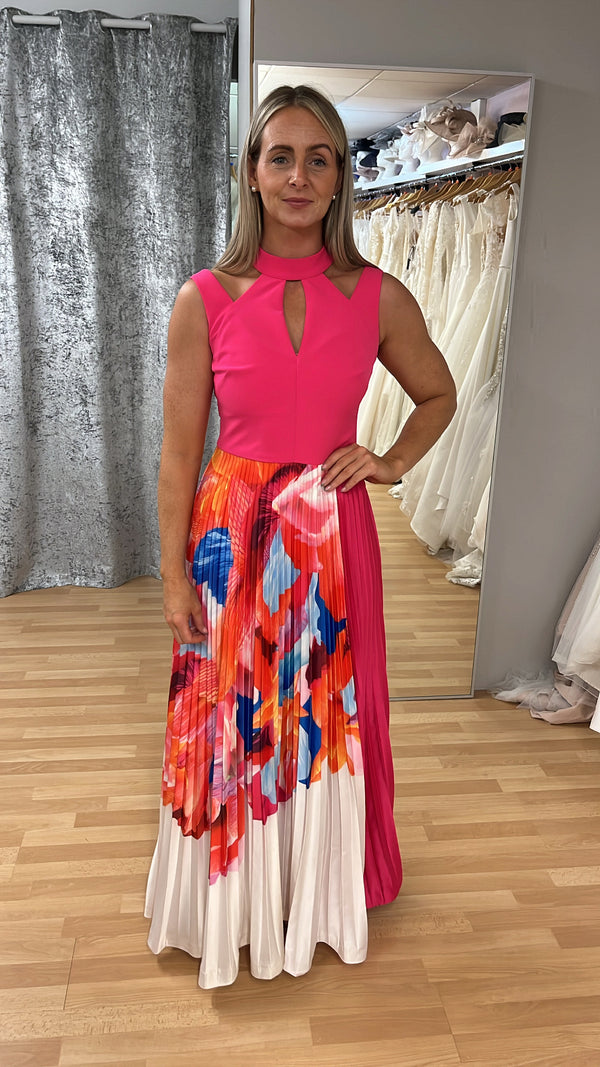 Coast Pink Pleated Full Length Dress Size 10