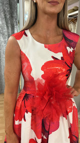 Carla Ruiz Red Floral Hi-Lo Dress Size 12