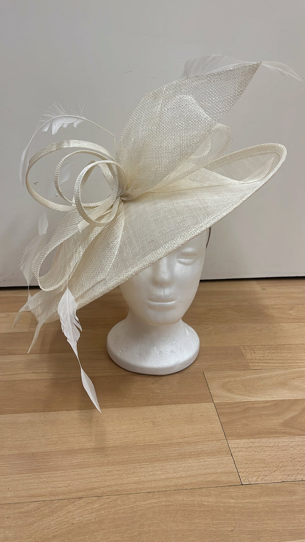 Ivory Headpiece With Feather & Bow