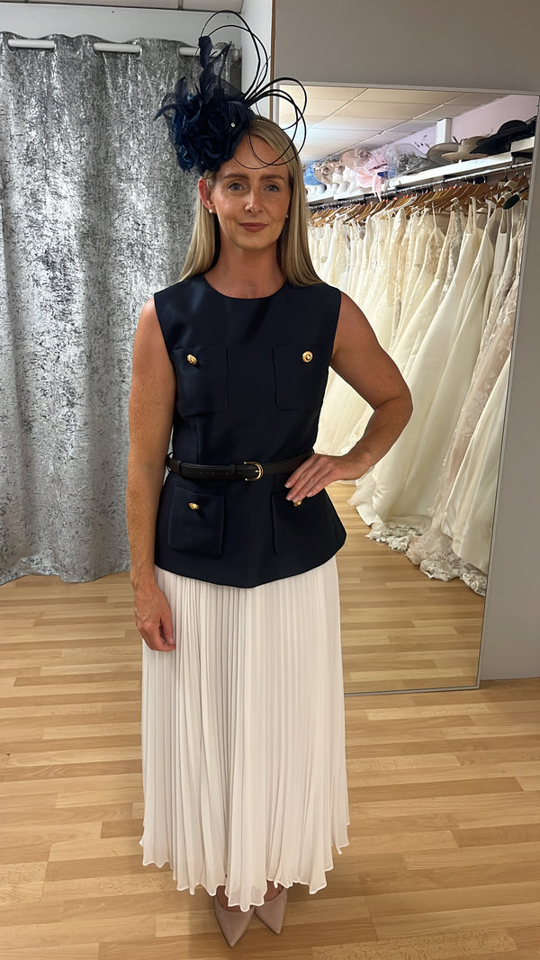 Self Portrait Navy/White Dress Size 12