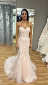 True Bride W314 Ballet Pink Wedding Dress Size uk14 New
