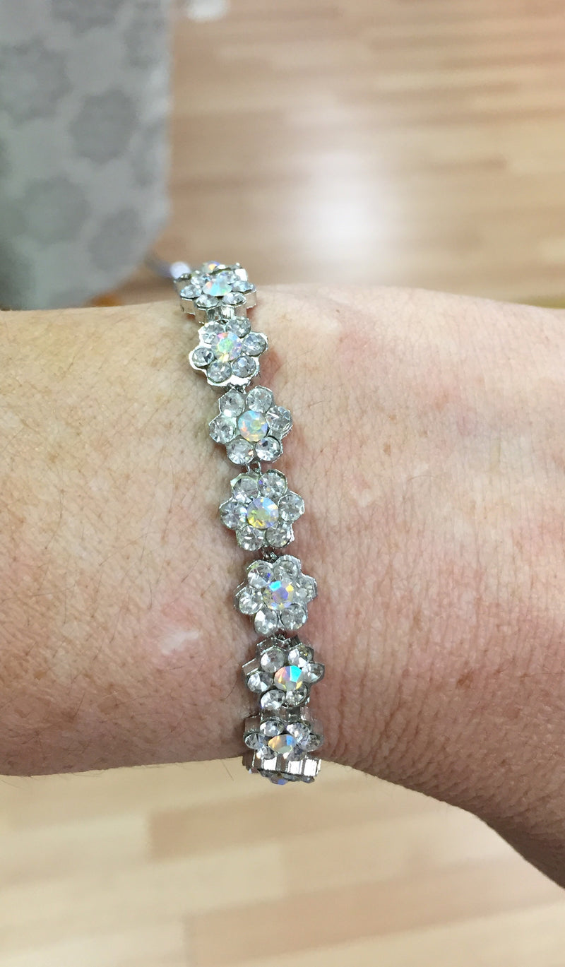 Silver Crystal Daisy Bracelet