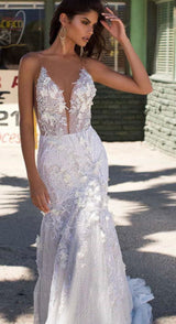 Mila Nova Crystal Ivory Wedding Dress Size 10